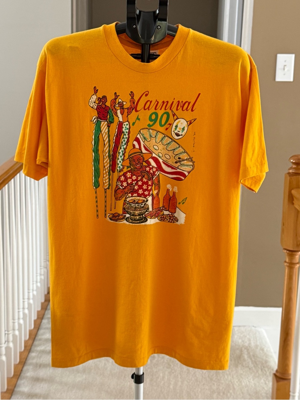 Vintage Hanes Yellow Carnival 90s Graphic Tee - Men's Short Sleeve